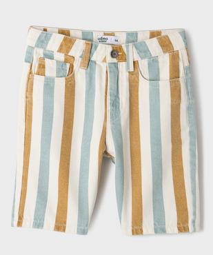 Bermuda skater en coton délavé et rayé garçon vue2 - GEMO 4G GARCON - GEMO