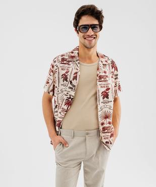 Chemise manches courtes et col cubain en viscose imprimée homme vue1 - GEMO 4G HOMME - GEMO