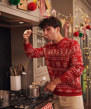 Pull imprimé spécial Noël homme vue1 - GEMO (HOMME) - GEMO