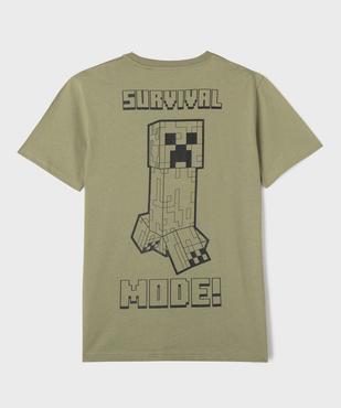 Tee-shirt manches courtes en jersey de coton imprimé devant et dos garçon - Minecraft vue3 - MINECRAFT - GEMO