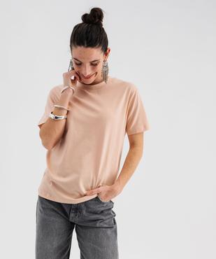 Tee-shirt manches courtes col rond uni en coton femme vue1 - GEMO 4G FEMME - GEMO