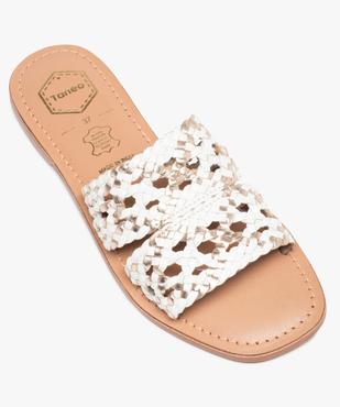 Mules femme à talon plat et brides tressées en cuir - Taneo vue5 - TANEO - GEMO