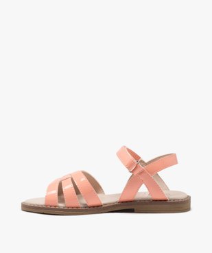 Sandales fille unies avec brides vernies à scratch vue3 - GEMO (ENFANT) - GEMO