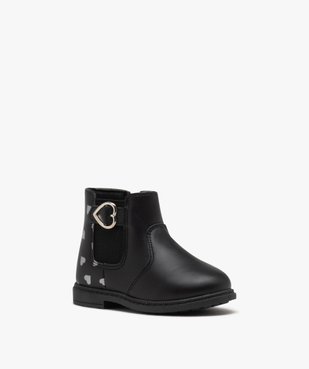 Boots bébé fille unies style Chelsea avec petits coeurs vue2 - PREMIER PRIX BY GEMO - GEMO