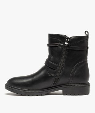 Boots femme unies à brides décoratives et talon large vue4 - GEMO (CASUAL) - GEMO