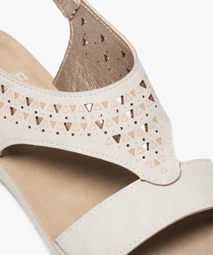 Sandales femme à talon compensé large bride perforée vue6 - GEMO (CONFORT) - GEMO