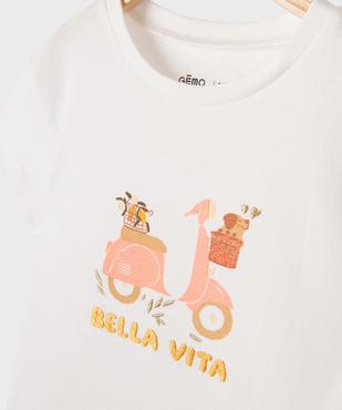 Tee-shirt manches courtes à motif brodé bébé fille vue2 - GEMO 4G BEBE - GEMO