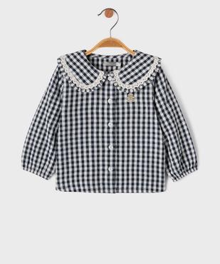 Blouse manches longues en coton vichy et col Claudine bébé fille - LuluCastagnette vue1 - LULUCASTAGNETTE - GEMO