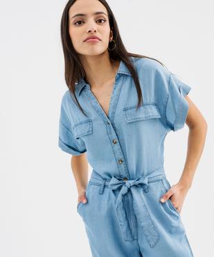 Combinaison pantalon à manches courtes en Lyocell fluide femme vue2 - GEMO 4G FEMME - GEMO