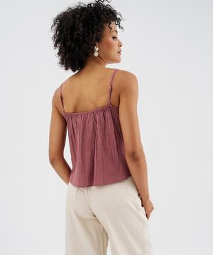 Top à bretelles en coton froissé à broderies et galon de dentelle femme vue3 - GEMO(FEMME PAP) - GEMO