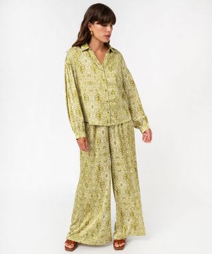 Chemise imprimée en matière satinée femme vert vue5 - GEMO(FEMME PAP) - GEMO