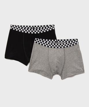 Boxers en coton stretch avec ceinture à damiers garçon (lot de 2) vue1 - GEMO 4G GARCON - GEMO