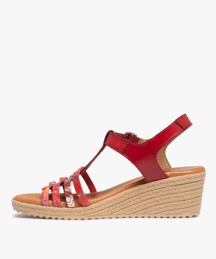Sandales femme compensées dessus cuir multicolore vue3 - GEMO(URBAIN) - GEMO