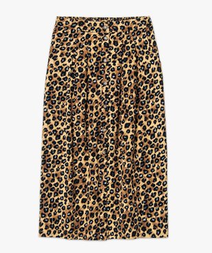 Jupe droite midi à boutons imprimé léopard femme vue4 - GEMO 4G FEMME - GEMO