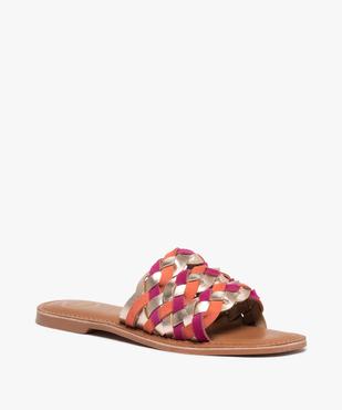 Mules femme à talon plat et brides tressées - Tanéo vue2 - TANEO - GEMO