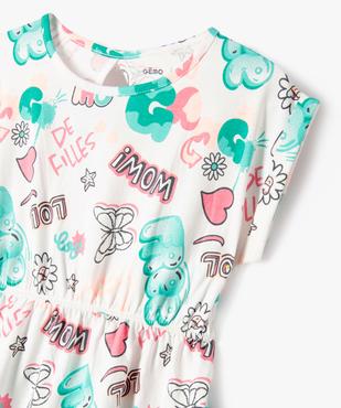 Robe à manches courtes en coton avec motif sur le buste fille vue2 - GEMO 4G FILLE - GEMO