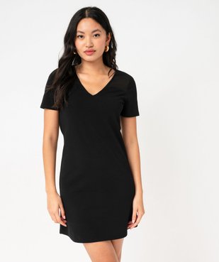 Robe à manches courtes avec voile sur les épaules femme vue1 - GEMO(FEMME PAP) - GEMO