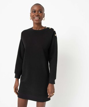 Robe sweat femme avec boutons sur l’épaule vue1 - GEMO(FEMME PAP) - GEMO