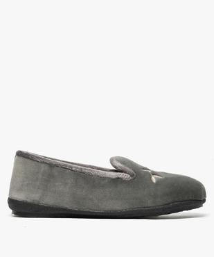 Chaussons femme charentaises en velours avec broderie fleurie vue1 - GEMO(HOMWR FEM) - GEMO