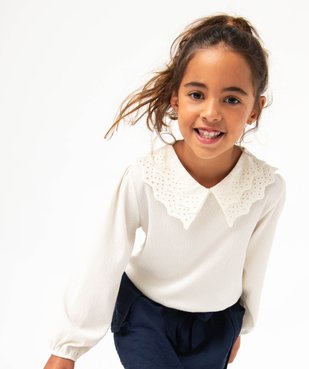 Blouse à manches longues avec col brodé fille vue1 - GEMO (ENFANT) - GEMO