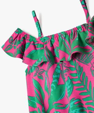 Combishort à bretelles et volant imprimé tropical fille vue2 - GEMO 4G FILLE - GEMO