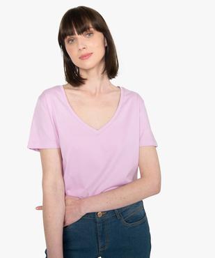 Tee-shirt femme à col V et manches courtes vue2 - GEMO(FEMME PAP) - GEMO