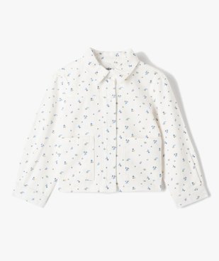 Veste fille en denim à motifs fleuris vue1 - GEMO 4G FILLE - GEMO