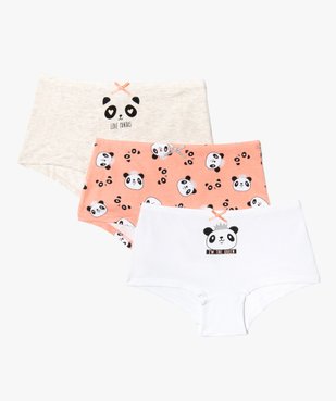 Boxers fille à motifs pandas en coton bio (lot de 3) vue1 - GEMO 4G FILLE - GEMO