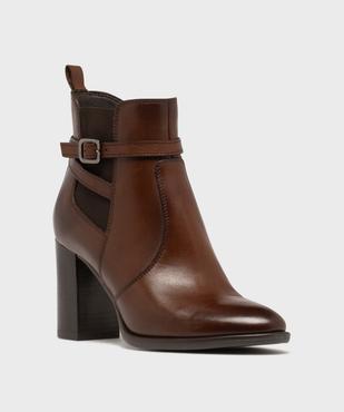 Bottines en cuir à talon haut avec fermeture zippée femme - Tanéo vue2 - TANEO - GEMO