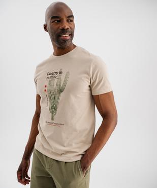 Tee-shirt manches courtes avec motif positif homme vue2 - GEMO 4G HOMME - GEMO