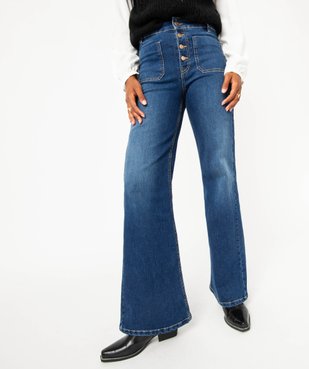 Jean flare avec braguette boutonnée femme vue1 - GEMO(FEMME PAP) - GEMO