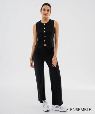 Ensemble gilet de costume et pantalon tailleur noir pour femme - GEMO