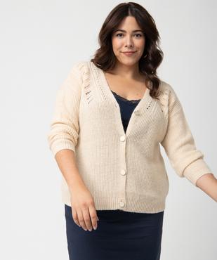 Gilet femme grande taille en grosse maille et boutons fantaisie vue1 - GEMO (G TAILLE) - GEMO