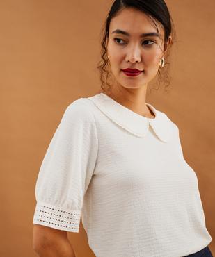 Blouse unie col claudine femme vue3 - GEMO(FEMME PAP) - GEMO