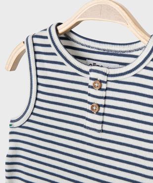 Débardeur rayé en maille côtelée bébé garçon vue2 - GEMO 4G BEBE - GEMO