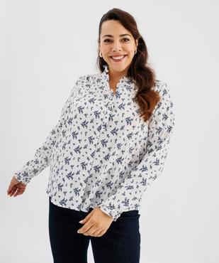 Chemise manches longues en tissu texturé et fleuri femme grande taille vue1 - GEMO (G TAILLE) - GEMO