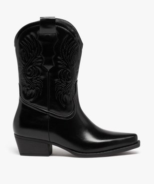 Bottes santiags à bout carré et broderies femme vue1 - GEMO (CASUAL) - GEMO
