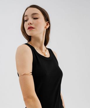 Robe longue sans manches en maille côtelée femme vue2 - GEMO(FEMME PAP) - GEMO