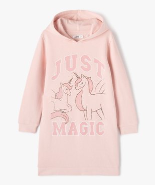 Robe sweat fille à capuche et motif pailleté vue1 - GEMO (ENFANT) - GEMO