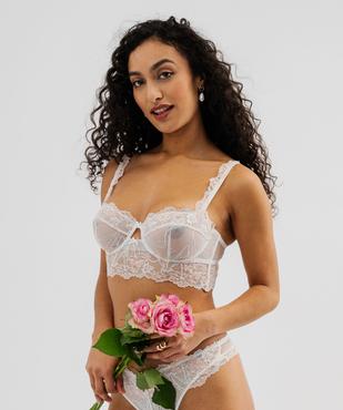 Soutien-gorge corbeille à armatures avec basque en dentelle femme vue1 - GEMO(HOMWR FEM) - GEMO