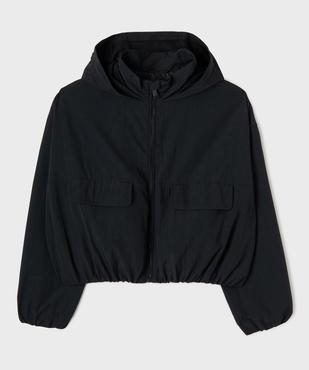 Sweat zippé à capuche coupe courte en matière déperlante fille vue1 - GEMO (JUNIOR) - GEMO