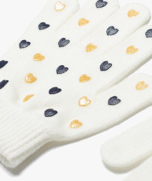 Gants imprimé cœurs en maille extensible fille vue2 - GEMO (ENFANT) - GEMO