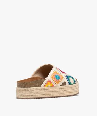 Mules à semelle plateforme en corde et larges brides en crochet femme vue4 - 5 MILES - GEMO