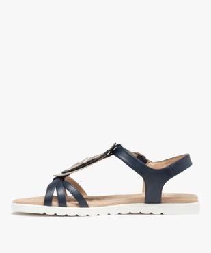 Sandales femme plates dessus feuille métallisée vue3 - GEMO (CASUAL) - GEMO