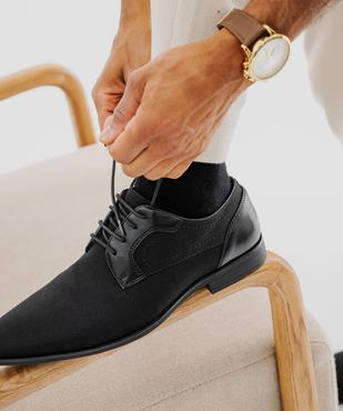 Derbies homme unis en toile et matière lisse vue1 - MARIO BALDANO - GEMO