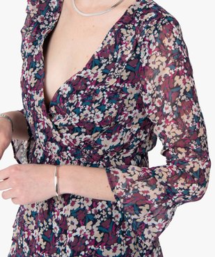 Blouse femme à motifs fleuris et décolleté cache-cœur  vue2 - GEMO(FEMME PAP) - GEMO