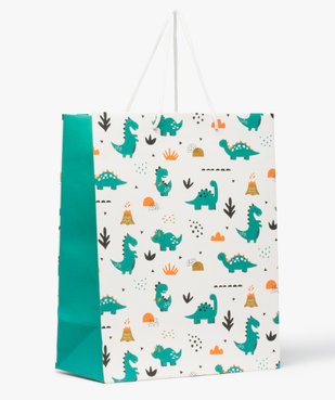 Pochette cadeau bébé avec motifs dinosaures en papier recyclé vue1 - GEMO 4G BEBE - GEMO