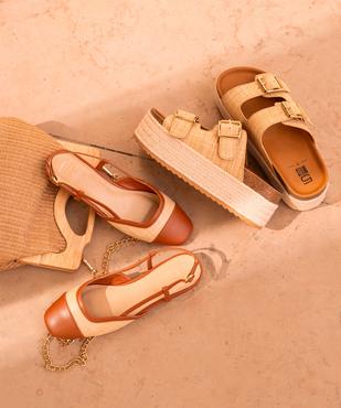 Mules plateforme 2 brides en textile effet raphia femme - 5 Miles vue7 - 5 MILES - GEMO