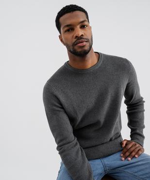 Pull col rond en coton uni homme vue1 - GEMO (HOMME) - GEMO