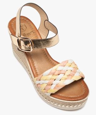 Sandales femme compensées à brides en fibre tressée vue6 - GEMO(URBAIN) - GEMO